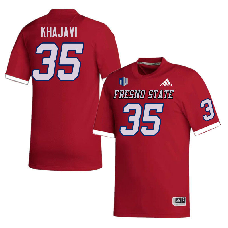 Men #35 Tytus Khajavi Fresno State Bulldogs College Football Jerseys Stitched-Red